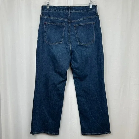 J Crew Womens Curvy Wide Leg Jeans 33/30 Button Fly Dark Blue Denim Full Length - Picture 2 of 11